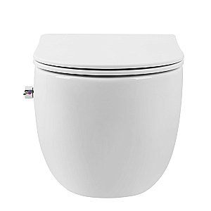 Унитаз подвесной с биде Abber Bequem AC1104TNS белый, безободковый, с крышкой микролифт, слив торнадо купить в интернет-магазине Sanbest