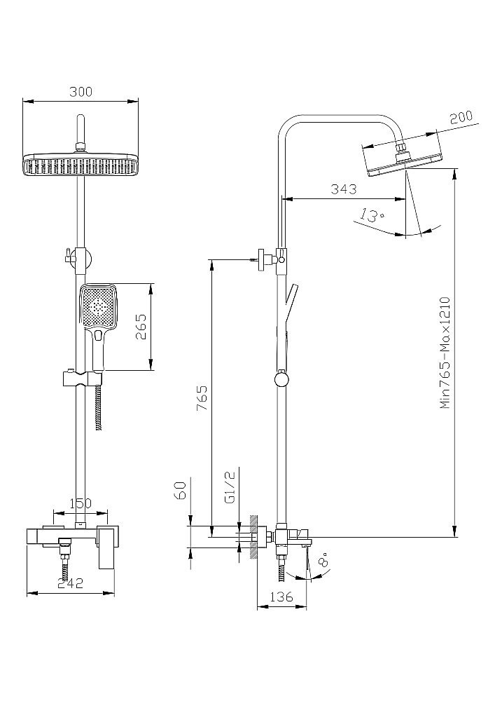 Душевая система Rush Thira TR3635-50White белая матовая купить в интернет-магазине сантехники Sanbest