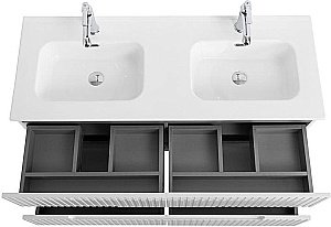 Тумба с раковиной Cezares DUET-N 120 DUET-N-1200-4C-SO-2-BL белая глянцевая для ванной в интернет-магазине Sanbest