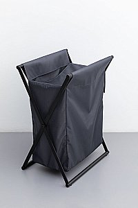 Корзина для белья Allen Brau Priority 6.32001-31+6.32002-87 черная матовая/мешок серый купить в интернет-магазине сантехники Sanbest