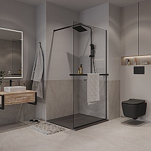 Душевое ограждение Niagara Nova NG-670-80ВLACK 80 прозрачное/профиль черный матовый купить в интернет-магазине Sanbest