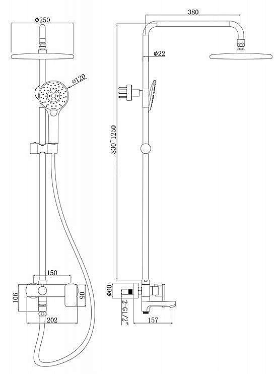 Душевая система Bravat RIFFLE F6336370CP-A-RUS купить в интернет-магазине сантехники Sanbest