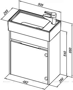 Тумба с раковиной Aquanet Лидс 239741 50 белый для ванной в интернет-магазине Sanbest