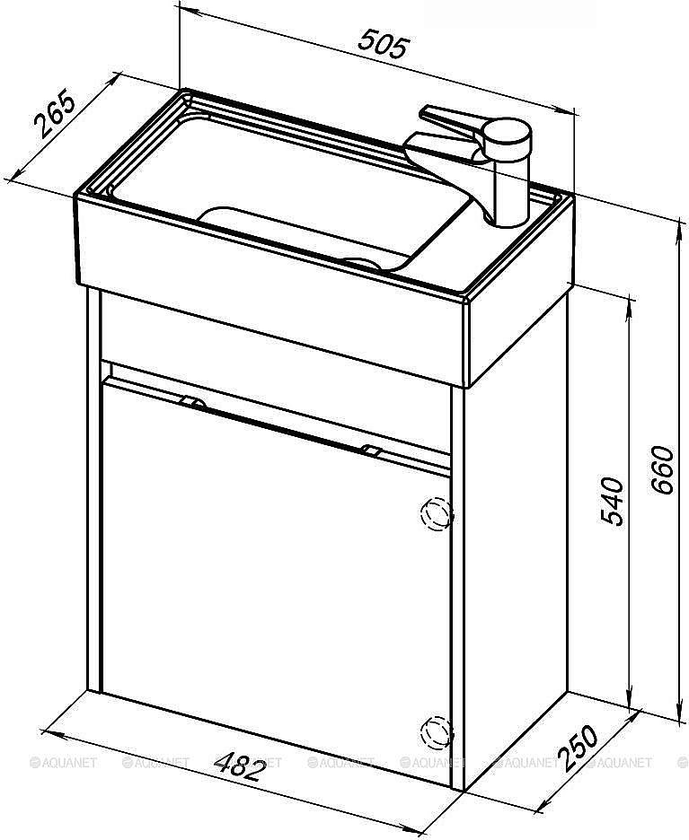 Тумба с раковиной Aquanet Лидс 239741 50 белый для ванной в интернет-магазине Sanbest