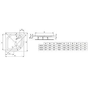 Душевой поддон Ideal Standard HotLine K625601 80x80 купить в интернет-магазине Sanbest