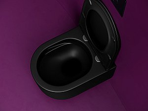 Унитаз подвесной Ceramica Nova Ulma CN4006TMB черный матовый, с крышкой микролифт, безободковый, слив-торнадо купить в интернет-магазине Sanbest