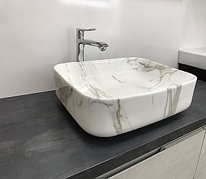 Раковина накладная Ceramalux MNC 50 190 белый мрамор купить в интернет-магазине Sanbest