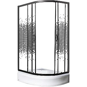 Душевой уголок с поддоном МОНОМАХ ДУ 90/70/180 МЗ BL L/R 10000012455 90x70 стекло прозрачное с рисунком/профиль черный купить в интернет-магазине Sanbest