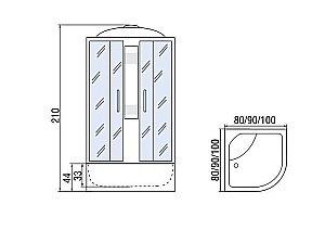 Душевая кабина Мономах С МЗ 44 90x90 купить в интернет-магазине Sanbest