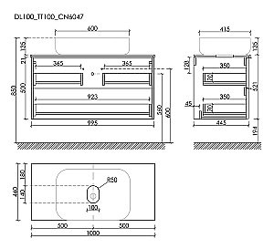 Тумба с раковиной Sancos DELTA 100 со столешницей, дуб красный/графит для ванной в интернет-магазине Sanbest
