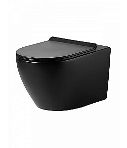 Унитаз подвесной Agger AT03144 черный матовый, с крышкой микролифт, безободковый купить в интернет-магазине Sanbest