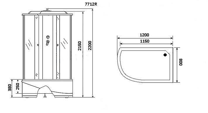Душевая кабина Niagara Luxe 7712G 80х120 золото купить в интернет-магазине Sanbest