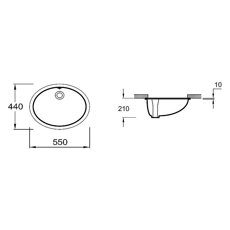 Раковина встраиваемая Jacob Delafon Caxton E2211-0 55 белая купить в интернет-магазине Sanbest