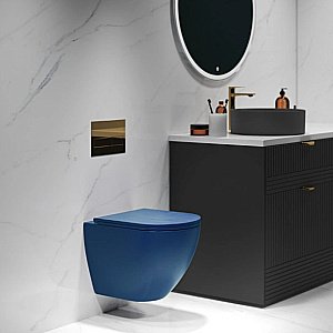 Унитаз подвесной Grossman Color GR-4455BLMS безободковый, с крышкой микролифт, синий матовый купить в интернет-магазине Sanbest