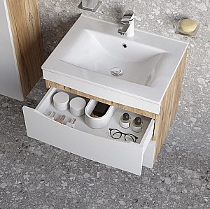 Тумба с раковиной Iddis Cloud CLO60Y0i95K 60 белая матовая/светлое дерево для ванной в интернет-магазине Sanbest