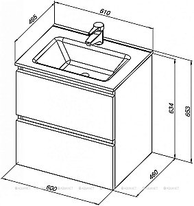 Тумба с раковиной De Aqua Ариетта NEW 265579 60 для ванной в интернет-магазине Sanbest