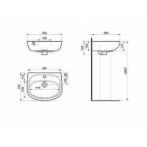 Раковина Santek Анимо 50 1.WH11.0.496 на пьедестале белая купить в интернет-магазине Sanbest
