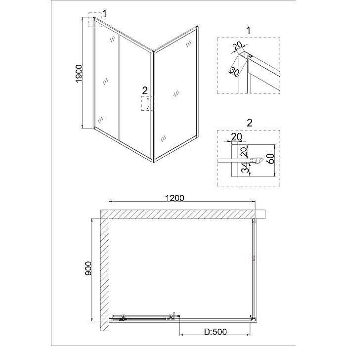 Душевой уголок Niagara Nova NG-82-12AB-A90B 120x90 купить в интернет-магазине Sanbest