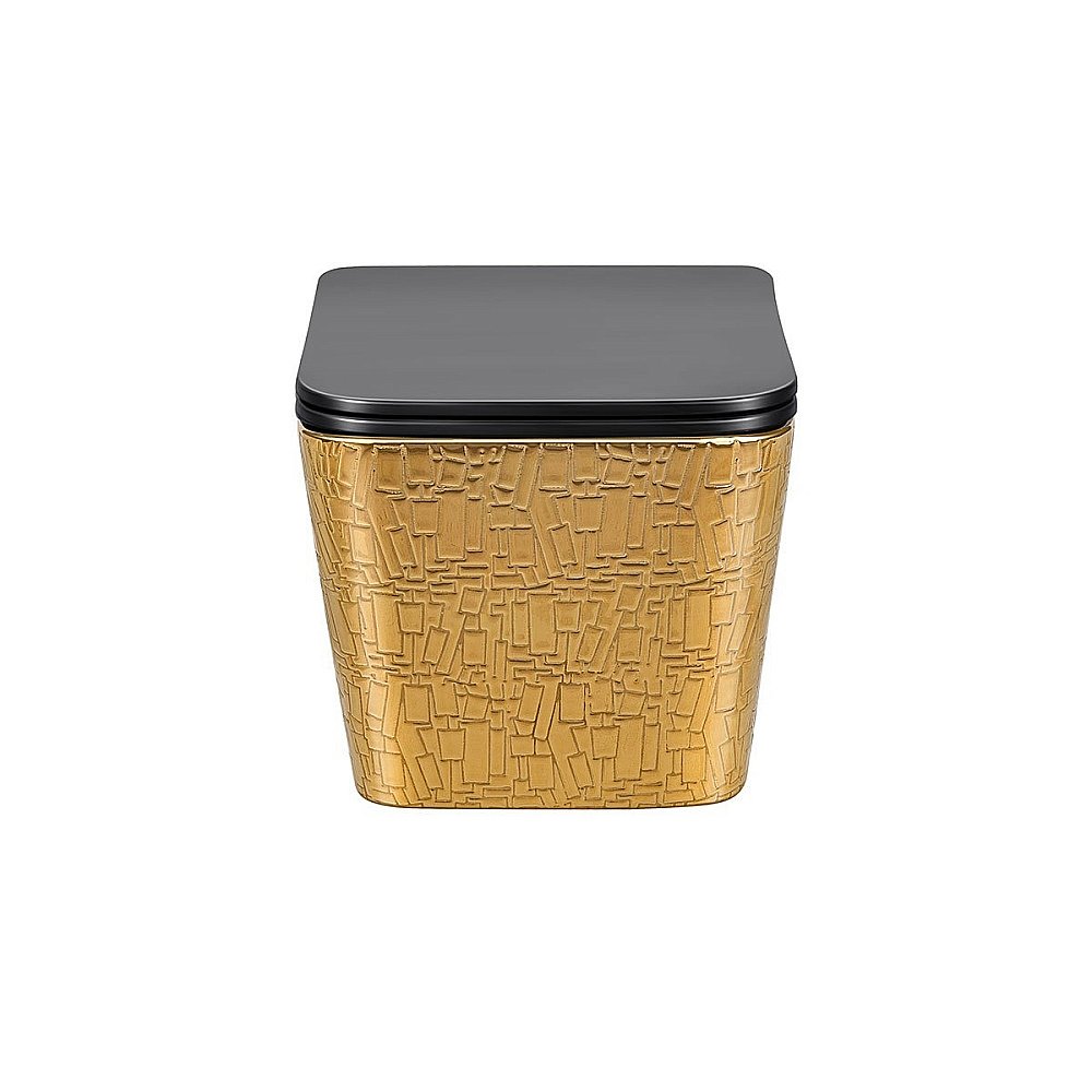 Унитаз подвесной Vincea Q-LINE VT1-12G1B безободковый, с крышкой микролифт, золото/черный купить в интернет-магазине Sanbest