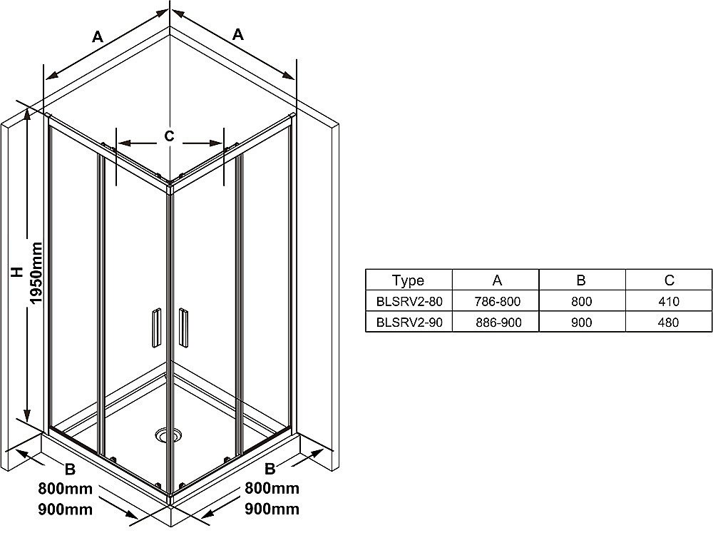 Душевой уголок Ravak BLIX SLIM BLSRV2 90x90 черный/Transparent купить в интернет-магазине Sanbest