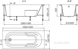 Ванна Roca Genova-N ZRU9302894 150x75 купить в интернет-магазине Sanbest