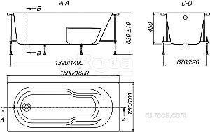Ванна Roca Genova-N ZRU9302894 150x75 купить в интернет-магазине Sanbest