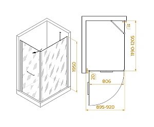 Душевой уголок RGW Passage PA-148B (PA-103B + Z-050-2B + O-204B) 020814892-14 90x120 стекло прозрачное/профиль черный купить в интернет-магазине Sanbest