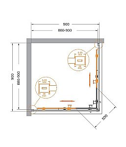 Душевой уголок Cezares Relax 90x90 RELAX-304-A-2-90-C-BORO стекло прозрачное/профиль матовое брашированное золото купить в интернет-магазине Sanbest