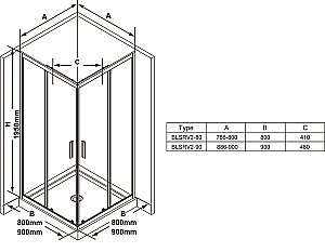 Душевой уголок Ravak BLIX SLIM BLSRV2 90x90 черный/Transparent купить в интернет-магазине Sanbest