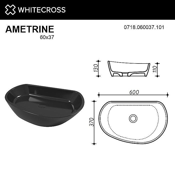 Раковина накладная WhiteCross Ametrine 60 0718.060037.101 черная купить в интернет-магазине Sanbest