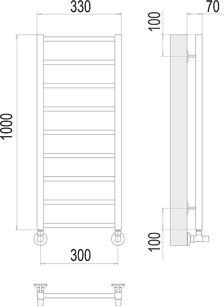 Полотенцесушитель водяной Terminus Контур П9 300х1000 купить в интернет-магазине сантехники Sanbest