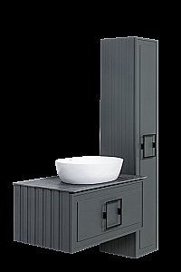 Тумба с раковиной LA FENICE Cubo Grigio 80 серая, столешница черная/ручка черная для ванной в интернет-магазине Sanbest