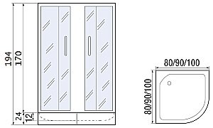 Душевой уголок без поддона River DON 90/24 MT купить в интернет-магазине Sanbest