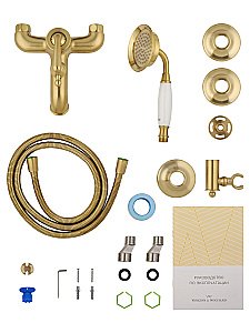 Смеситель для ванны с душем WONZON & WOGHAND STEAM, Брашированное золото (WW-88639008-BG) купить в интернет-магазине сантехники Sanbest