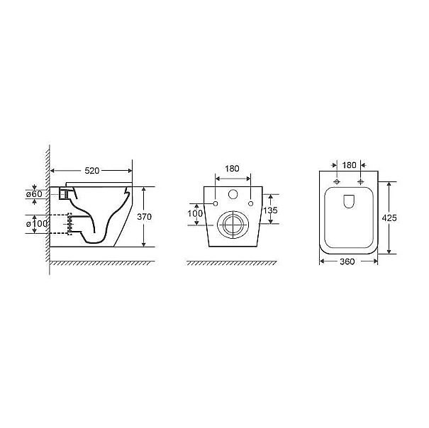 Унитаз подвесной Grossman GR-4410SQ белый, безободковый, с крышкой микролифт, слив торнадо купить в интернет-магазине Sanbest