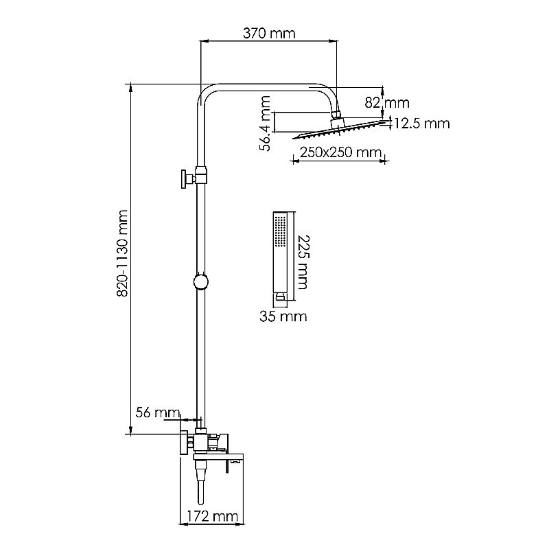 Душевая система WasserKraft Abens 2000 SET2688 черный Soft-touch купить в интернет-магазине сантехники Sanbest