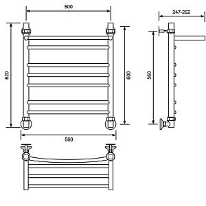Полотенцесушитель водяной Veconi Nemi-B N6050CH-B хром купить в интернет-магазине сантехники Sanbest