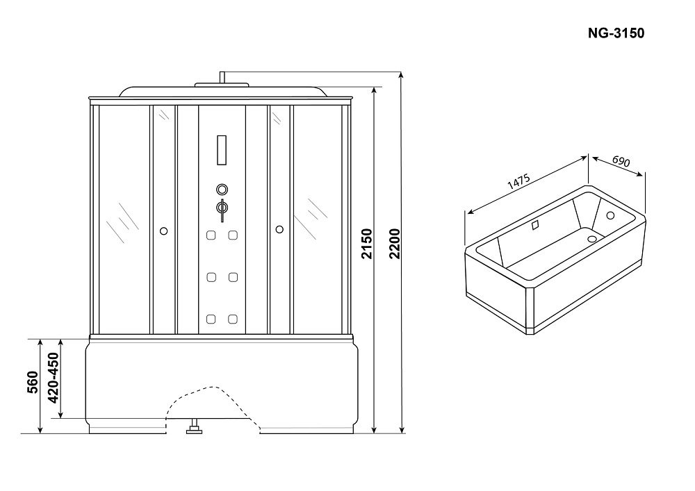 Душевая кабина Niagara Ultra NG-3150-01 150x70 купить в интернет-магазине Sanbest