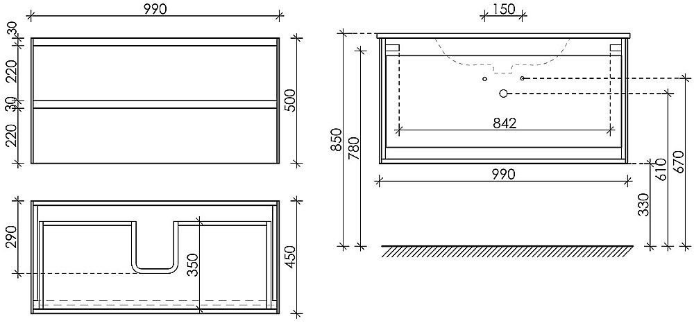 Тумба с раковиной Sancos Cento CN100W белый глянец для ванной в интернет-магазине Sanbest