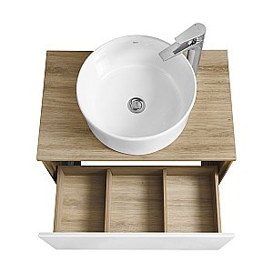 Тумба с раковиной Акватон Либерти 70 со столешницей, дуб эльвезия/белый глянец для ванной в интернет-магазине Sanbest