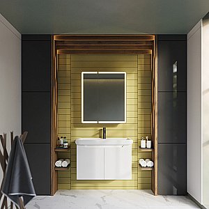 Тумба с  раковиной подвесная/напольная Dreja Q PLUS (D) 70 белый глянец для ванной в интернет-магазине Sanbest