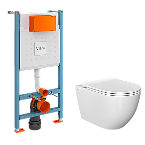 Унитаз подвесной VitrA Mia Round 9873B003-7205 с инсталляцией, с сиденьем микролифт, безободковый, белый купить в интернет-магазине Sanbest