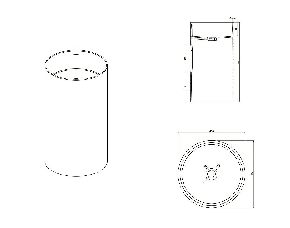 Раковина напольная NT Bagno Siena 45 NT609 белая матовая купить в интернет-магазине Sanbest
