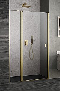 Душевая дверь Radaway Nes Brushed Gold DWJ II 80 стекло прозрачное/профиль брашированное золото купить в интернет-магазине Sanbest