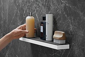 Полка Hansgrohe Rainfinity 26844700 белая матовая/графит купить в интернет-магазине сантехники Sanbest