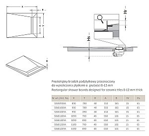 Душевой трап Radaway Rain 550 с поддоном под плитку 790х1190 купить в интернет-магазине Sanbest