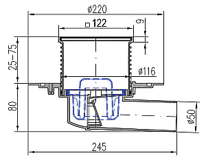 Душевой трап Azario Нептун D50 122х122 AZ-425 X L нержавеющая сталь купить в интернет-магазине Sanbest