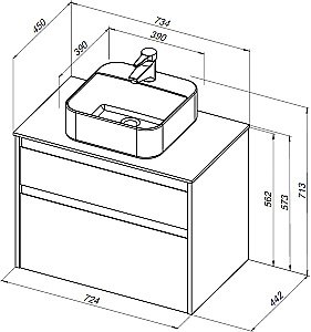 Тумба с раковиной Aquanet Nova Lite 242273 75 дуб рошелье для ванной в интернет-магазине Sanbest