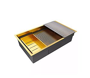 Кухонная мойка Paulmark NEXT-MULTI SINK 74 PM787445-BG брашированное золото купить в интернет-магазине сантехники Sanbest