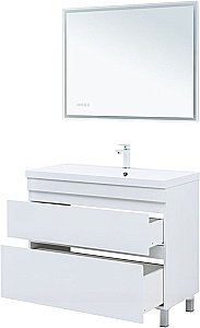 Тумба с раковиной Aquanet Нота New 100 344150+284116 белая глянцевая для ванной в интернет-магазине Sanbest